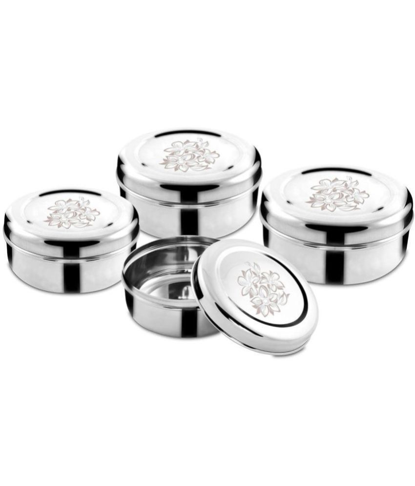     			Classic Essentials CE-2021LAZER-A Steel Silver Food Container ( Set of 4 )