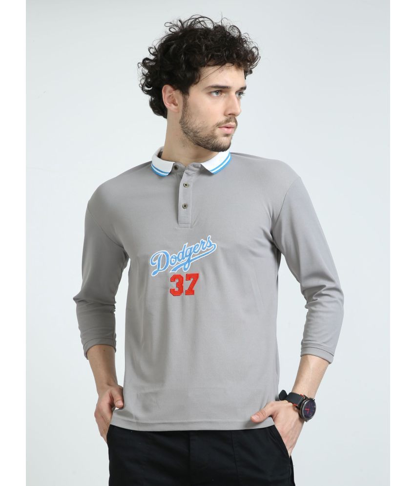     			DE-FIT Cotton Blend Regular Fit Printed Half Sleeves Men's Polo T Shirt - Grey ( Pack of 1 )