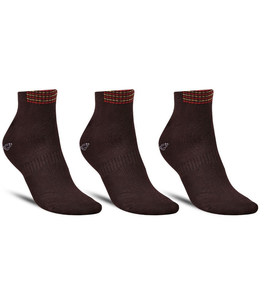     			Dollar - Cotton Men's Solid Brown Ankle Length Socks ( Pack of 3 )