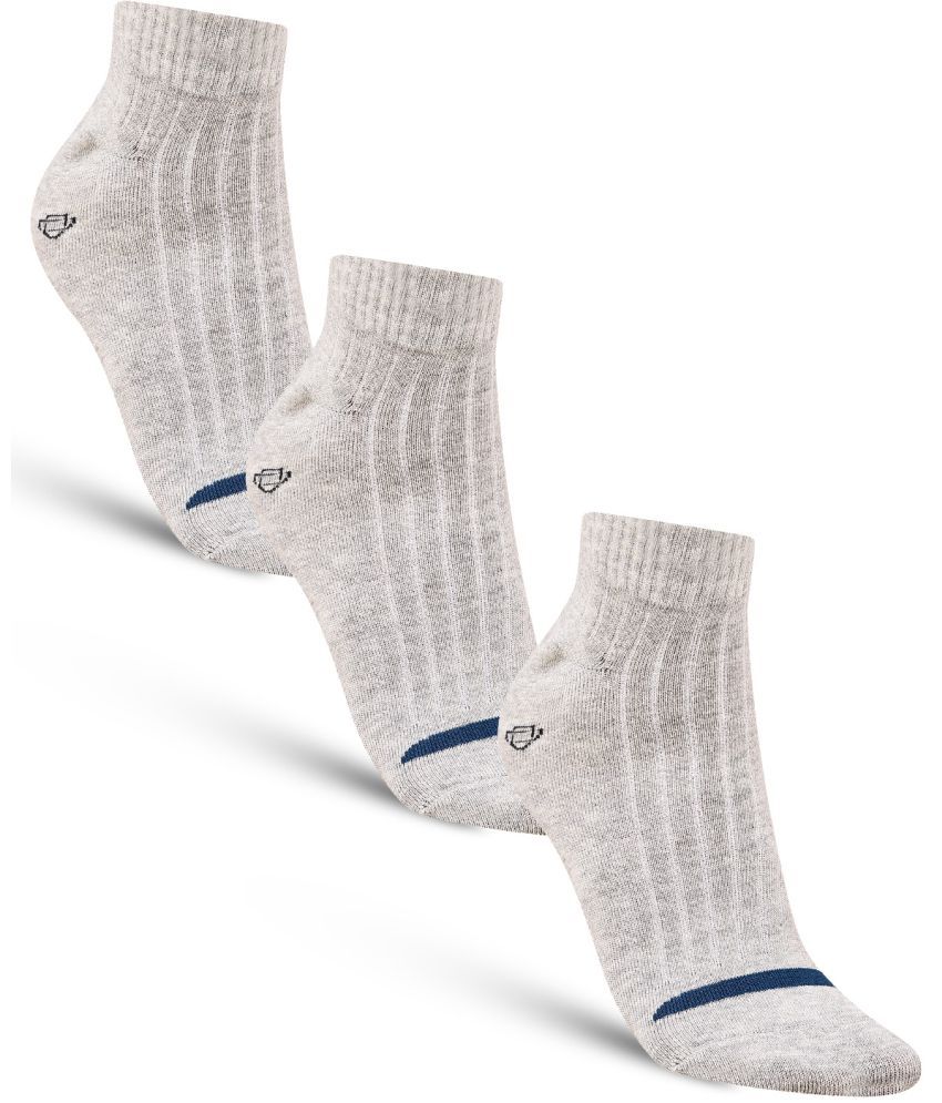     			Dollar - Cotton Men's Striped Light Grey Ankle Length Socks ( Pack of 3 )