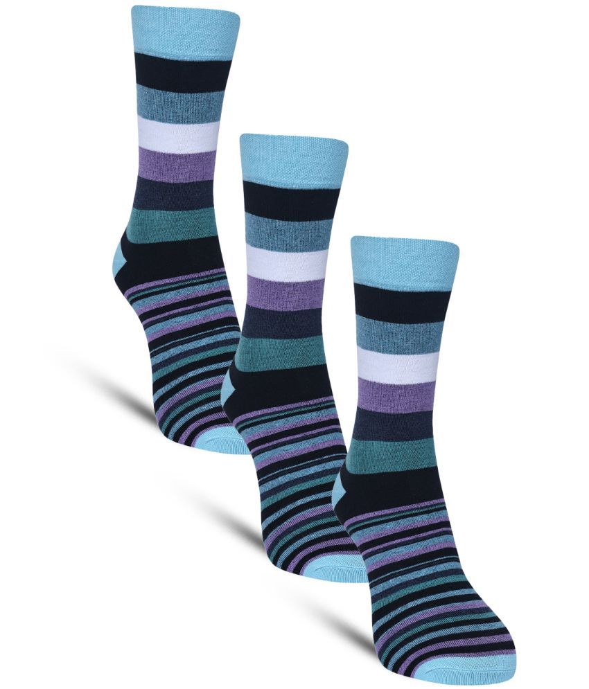     			Dollar - Cotton Men's Striped Blue Full Length Socks ( Pack of 3 )