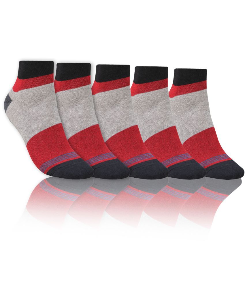     			Dollar - Cotton Men's Striped Red Ankle Length Socks ( Pack of 5 )