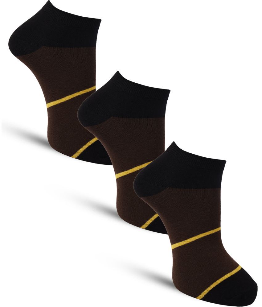     			Dollar - Cotton Men's Striped Light Grey Ankle Length Socks ( Pack of 3 )