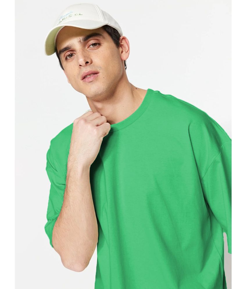     			Leotude Cotton Blend Oversized Fit Printed Half Sleeves Men's T-Shirt - Green ( Pack of 1 )