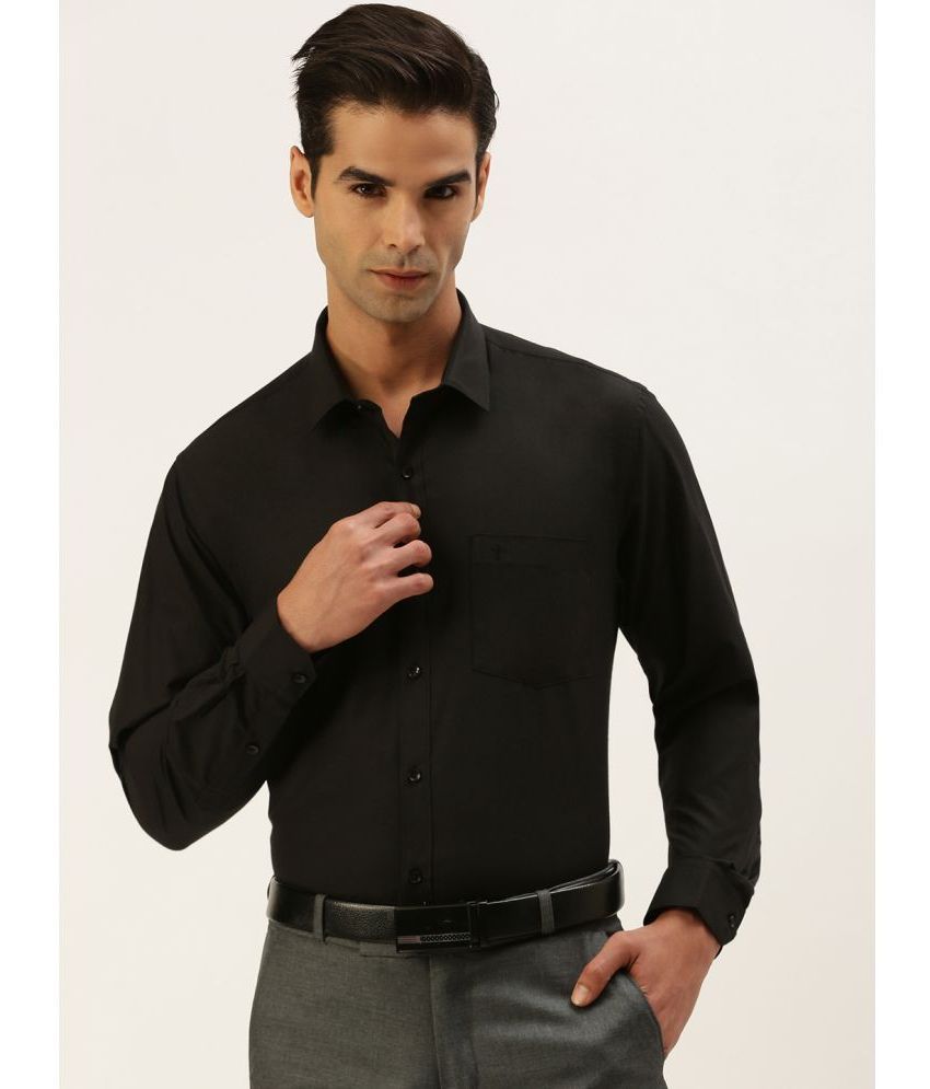     			Ramraj cotton Cotton Blend Regular Fit Solids Full Sleeves Men's Casual Shirt - Black ( Pack of 1 )