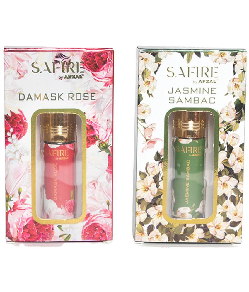     			SAFIRE DAMASK ROSE & JASMINE SAMBAC ATTAR (COMBO PACK 6ML*2) ROLL-ON PERFUME OIL FOR MEN AND WOMEN