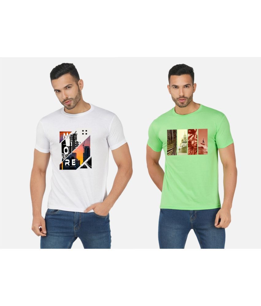     			CHOZI Cotton Blend Regular Fit Printed Half Sleeves Men's T-Shirt - Multicolor ( Pack of 2 )