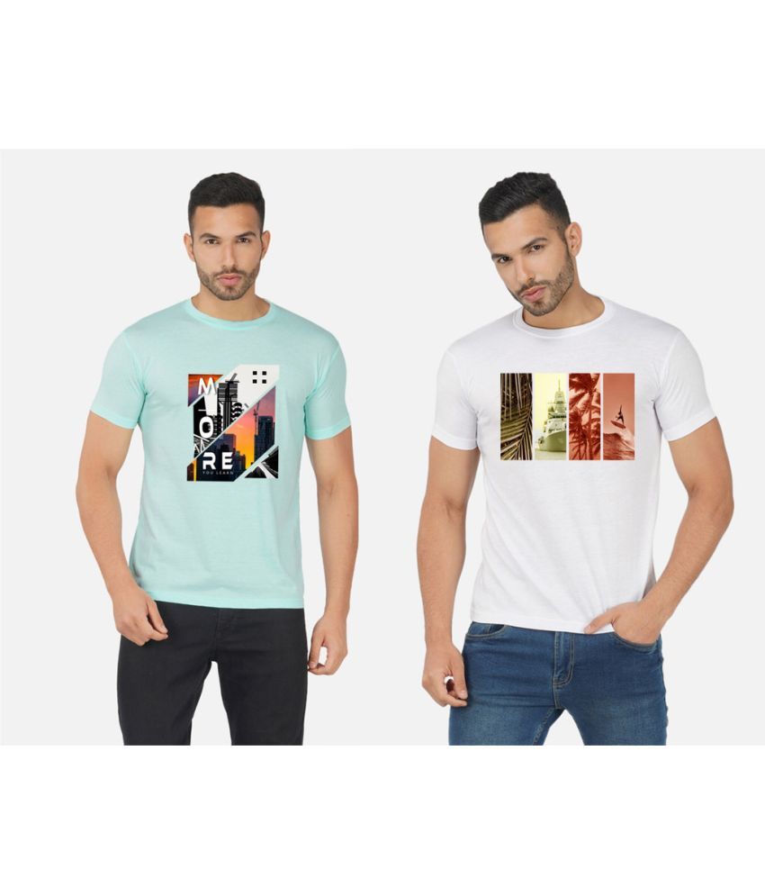     			CHOZI Cotton Blend Regular Fit Printed Half Sleeves Men's T-Shirt - Multicolor ( Pack of 2 )