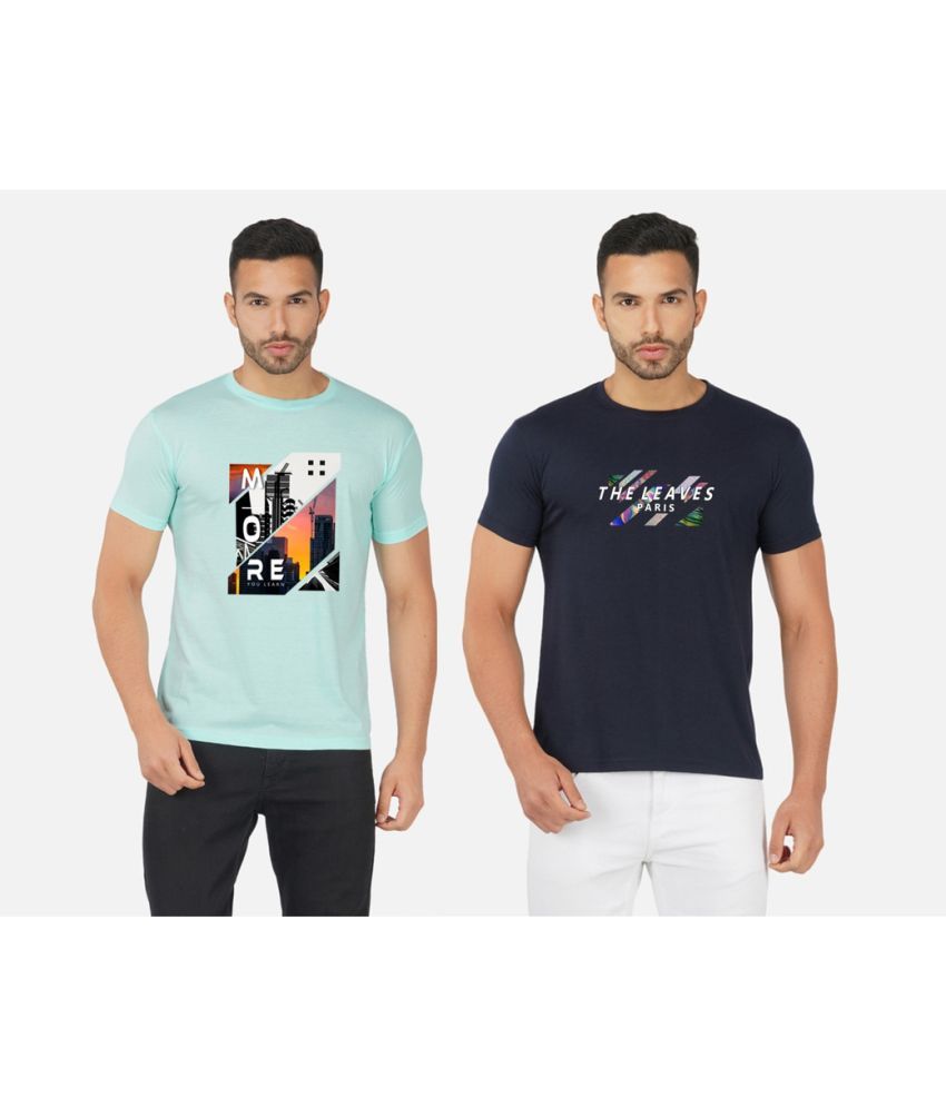     			CHOZI Cotton Blend Regular Fit Printed Half Sleeves Men's T-Shirt - Multicolor ( Pack of 2 )