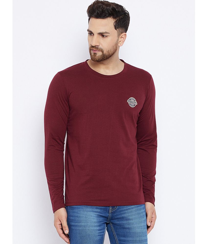     			The Million Club Polyester Regular Fit Solid Full Sleeves Men's T-Shirt - Maroon ( Pack of 1 )
