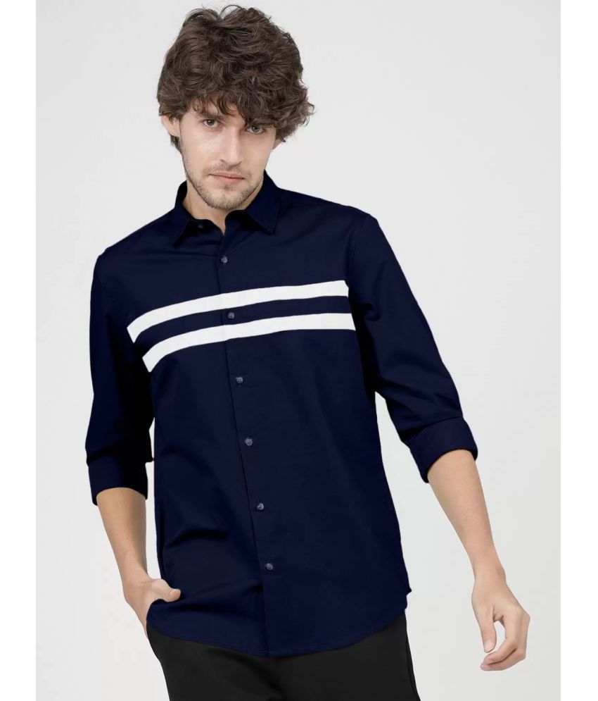     			VERTUSY Cotton Blend Regular Fit Striped Full Sleeves Men's Casual Shirt - Navy ( Pack of 1 )