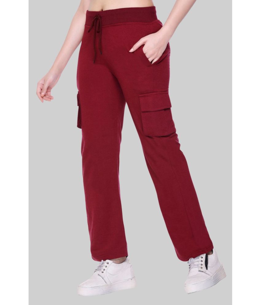     			White Moon - Maroon Cotton Blend Women's Running Trackpants ( Pack of 1 )