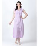 DRAPE AND DAZZLE Cotton Solid Midi Women's Shirt Dress - Purple ( Pack of 1 )