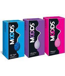 Moods All Night, Ultrathin, Ribbed Condom 12's Pack of 3 Condoms