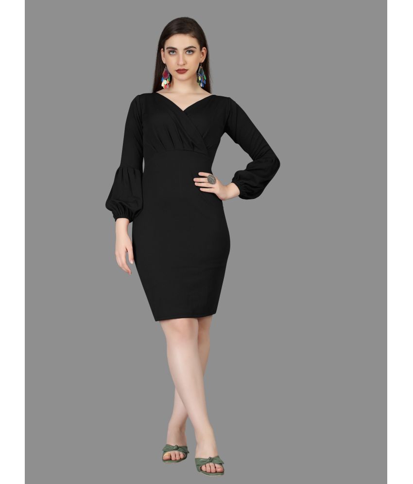     			Aika Polyester Solid Above Knee Women's Bodycon Dress - Black ( Pack of 1 )