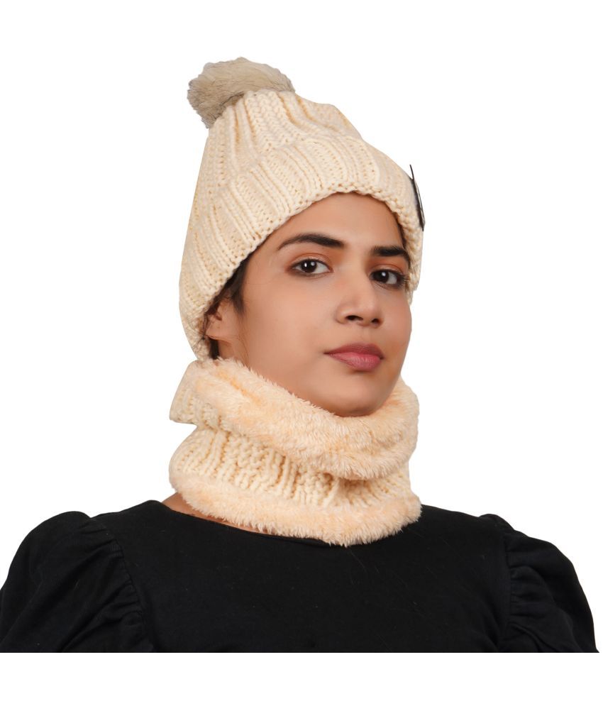     			PENYAN - Beige Woollen Women's Cap ( Pack of 1 )