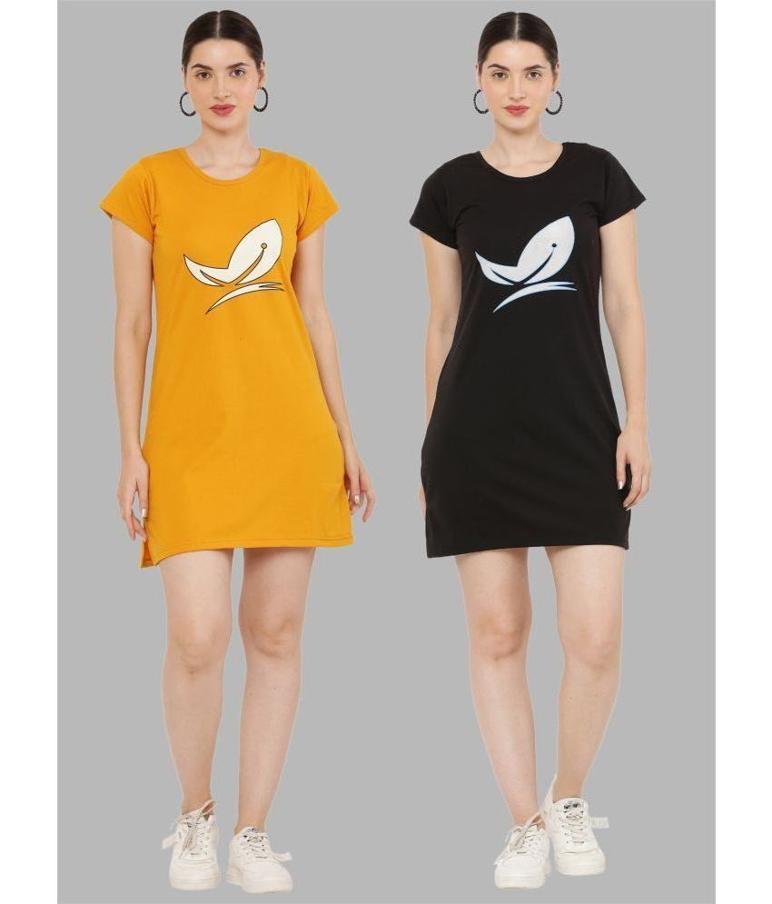     			PREEGO - Multicolor Cotton Blend Women's Nightwear Night T-Shirt ( Pack of 2 )