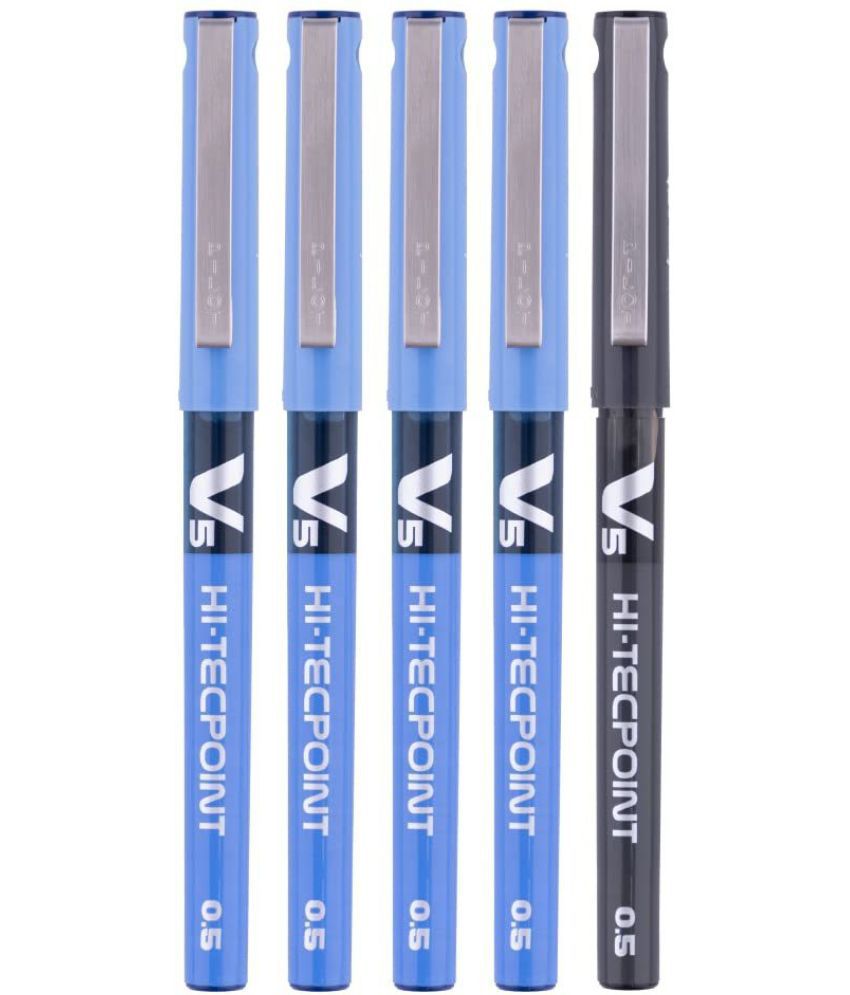     			Pilot Hi-Tecpoint V5 Liquid Ink Roller Ball Pen Pack of 5 (4 Blue, 1 Black)