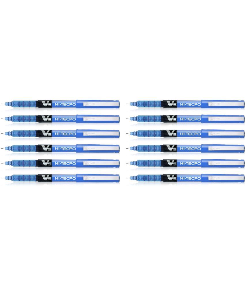    			Pilot Hi-Tecpoint V5 Liquid Ink, 0.5mm extra fine tip, Roller Ball Pen with smooth skip-free writing (Pack of 12, Blue) - Pack of 12