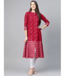 Yash Gallery Cotton Printed A-line Women's Kurti - Red ( Pack of 1 )