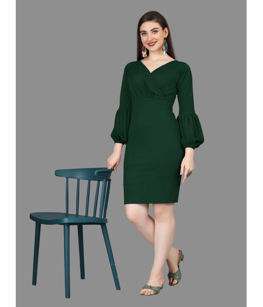     			Apnisha Polyester Solid Above Knee Women's Bodycon Dress - Green ( Pack of 1 )