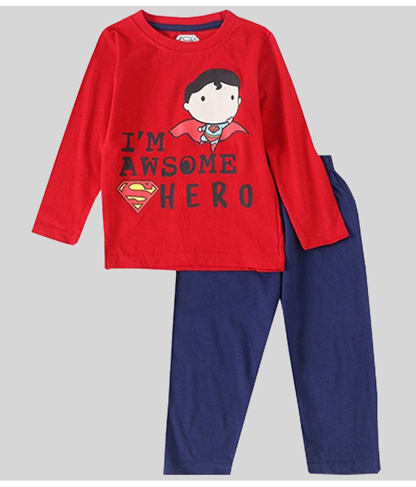     			Eteenz - Red Cotton Blend Baby Boy T-Shirt & Pyjama Set ( Pack of 1 )