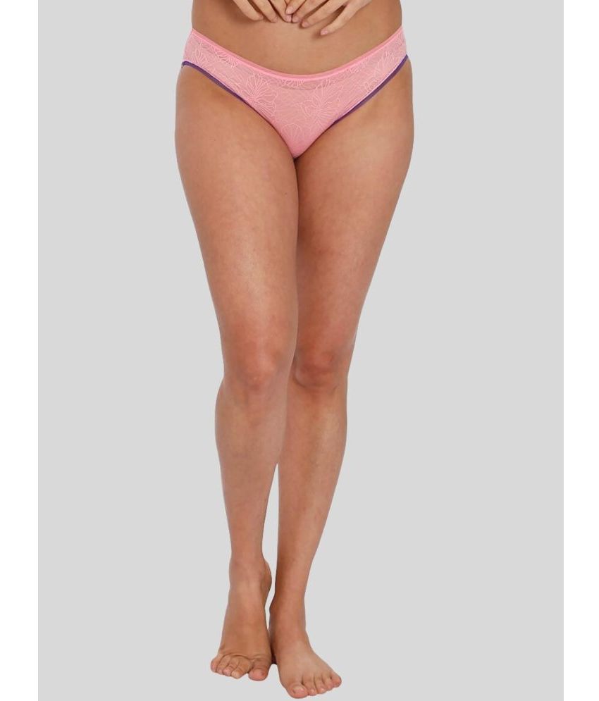     			ILRASO - Fluorescent Pink Lace Self Design Women's Bikini ( Pack of 1 )