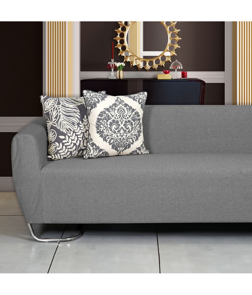     			ODE & CLEO Set of 2 Cotton Ethnic Square Cushion Cover (45X45)cm - Grey Melange