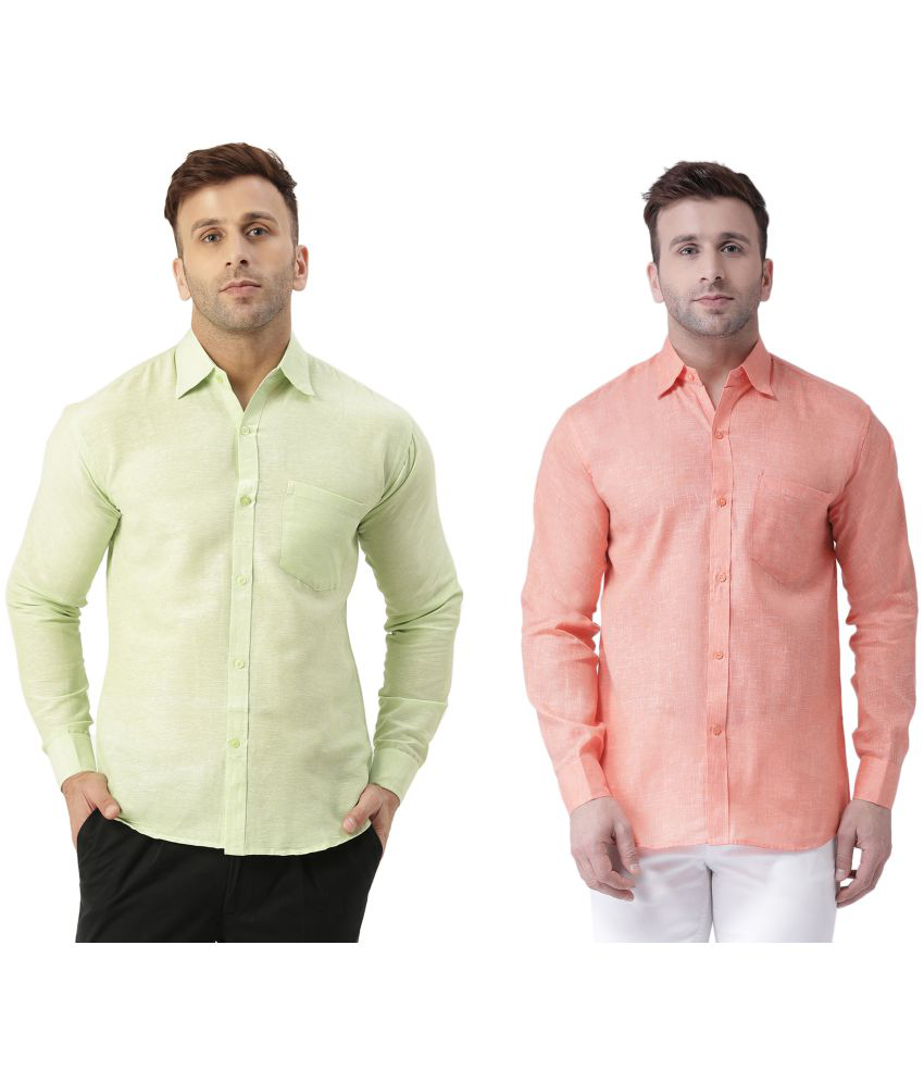     			RIAG Cotton Blend Regular Fit Full Sleeves Men's Formal Shirt - Orange ( Pack of 2 )