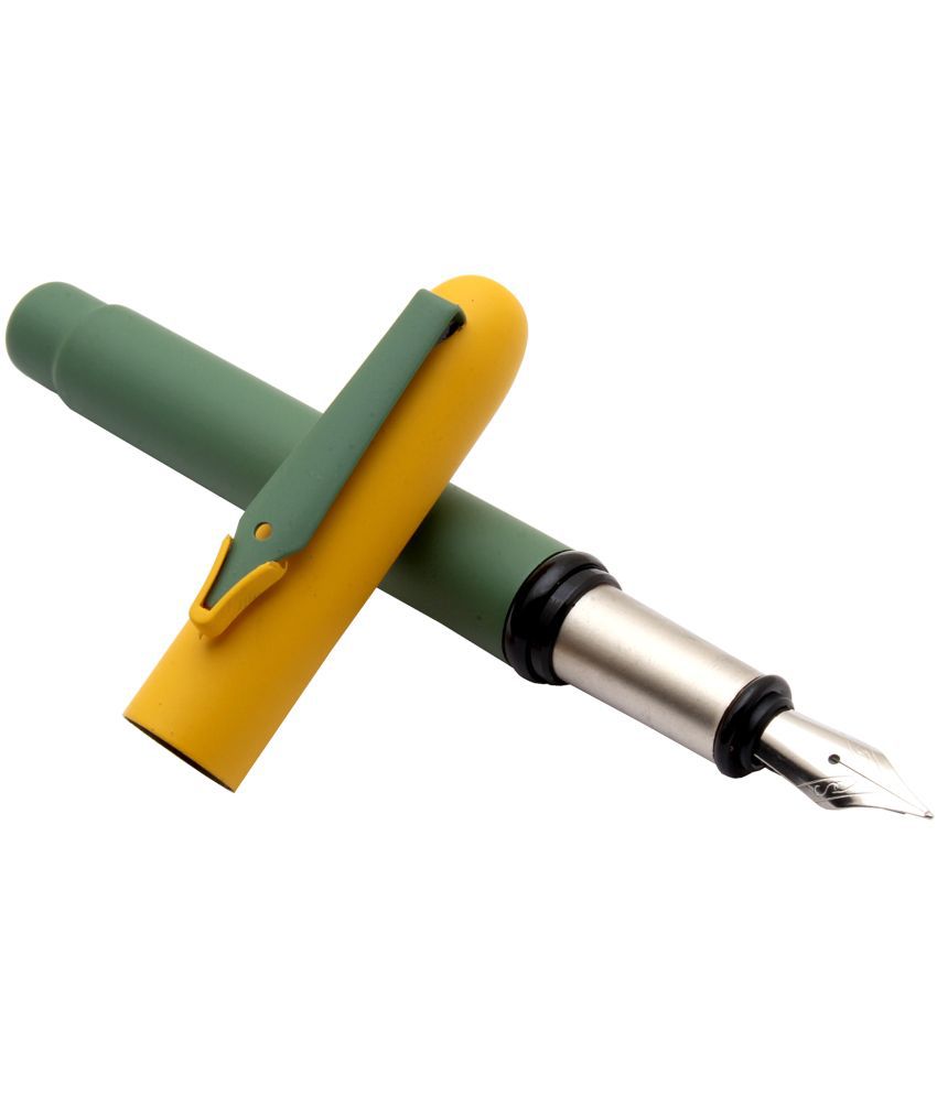     			Srpc Unique Magnetic Cap Fountain Pen Matte Olive Green & Yellow Metal Body