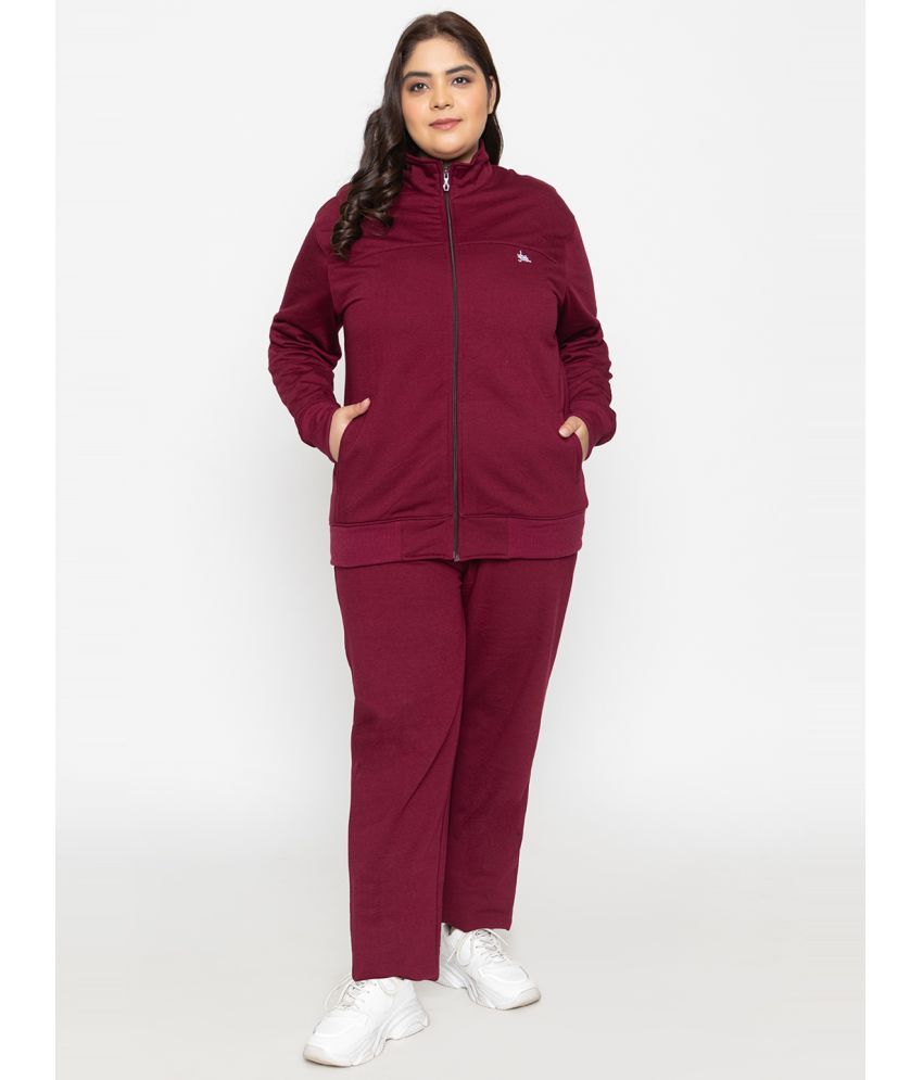     			YHA Maroon Fleece Solid Tracksuit - Pack of 1