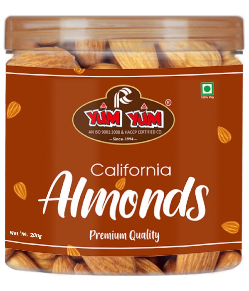     			YUM YUM 100% Natural Californian Almonds Badam 200 g Jar