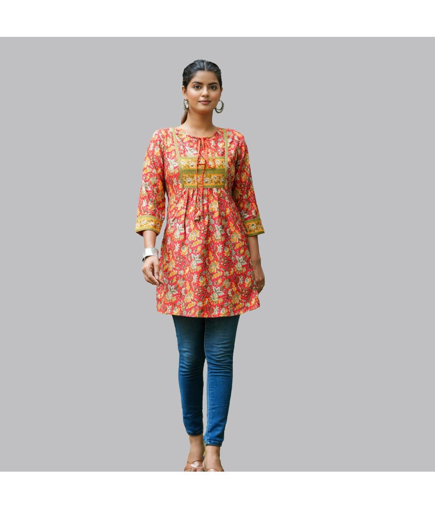     			Yash Gallery Polyester Printed Flared Women's Kurti - Red ( Pack of 1 )