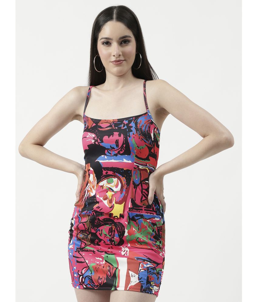     			Zima Leto Polyester Printed Mini Women's Bodycon Dress - Pink ( Pack of 1 )