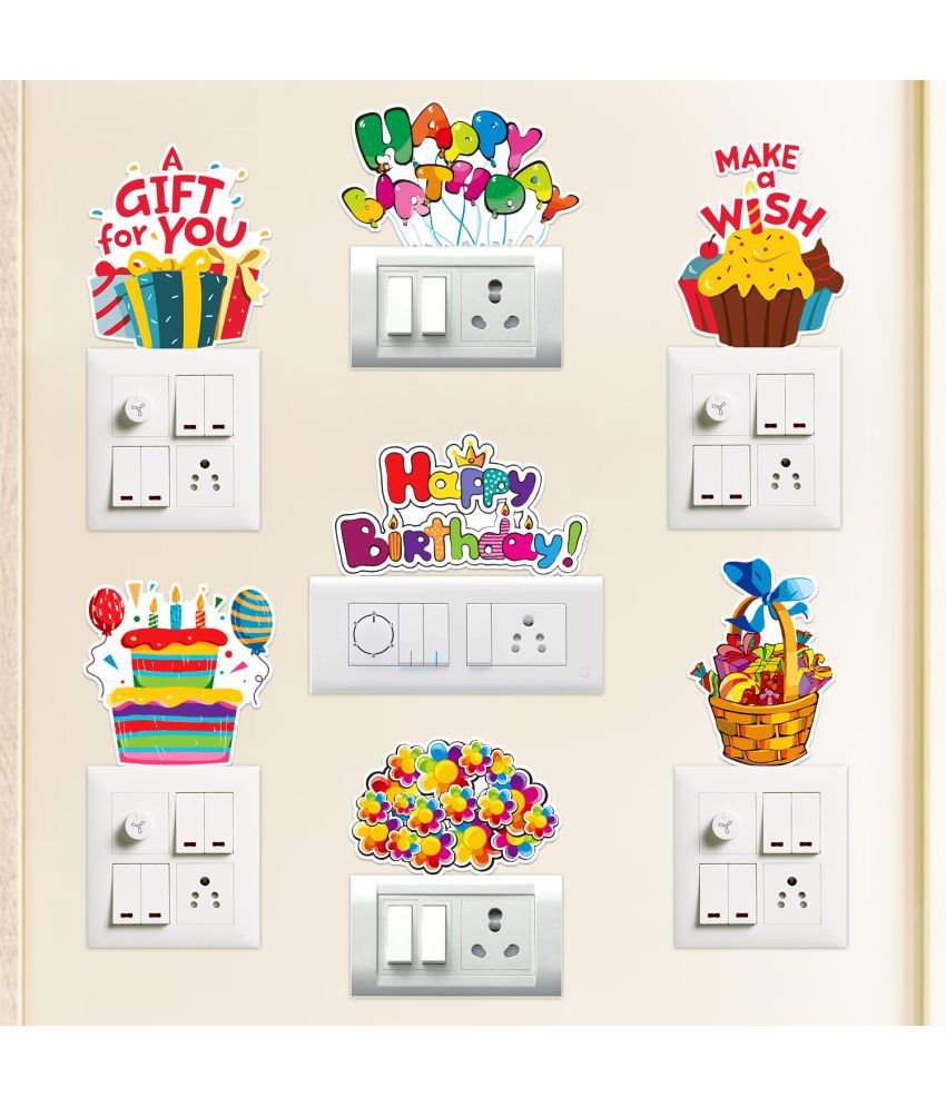     			Zyozi Birthday Wall Sticker | Wall Sticker for Birthday | Wall Sticker for Birthday Decorations | Happy Birthday Theme Wall Stickers for Decorations (Pack of 7)