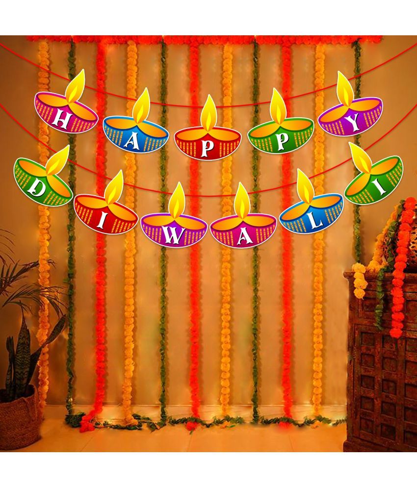     			Zyozi Happy Diwali Banner Diwali Decorations for Indian Party Decorations Hindu Lights Festival Supplies (Set OF 1)