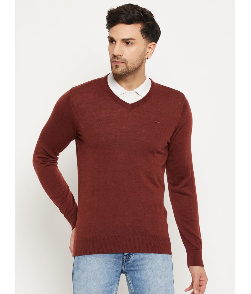     			98 Degree North Woollen Blend V-Neck Men's Full Sleeves Pullover Sweater - Maroon ( Pack of 1 )