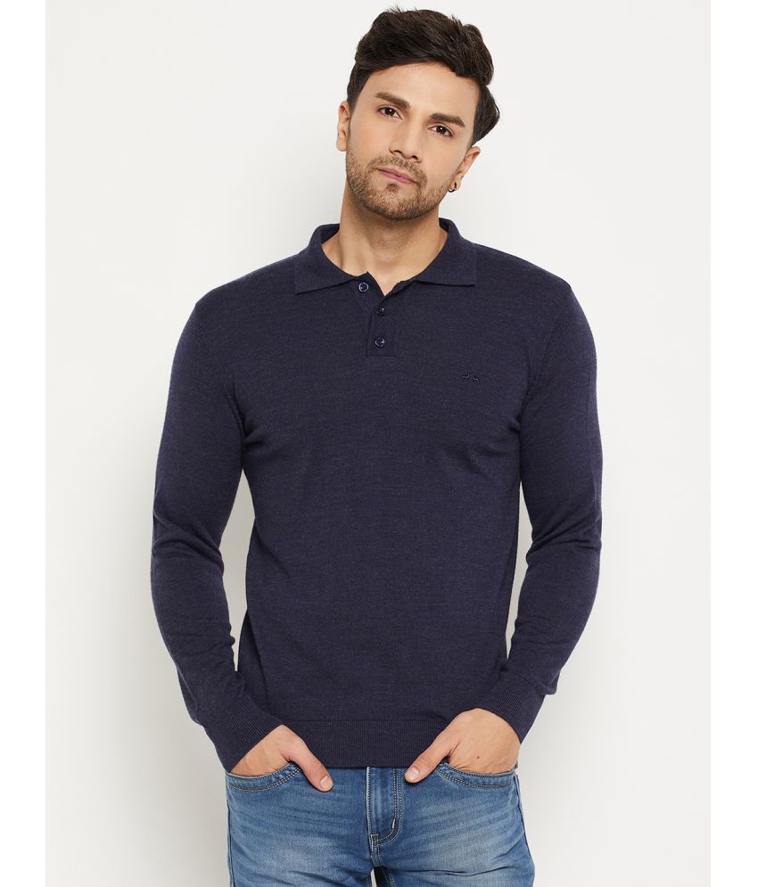     			98 Degree North Woollen Blend Polo Collar Men's Full Sleeves Pullover Sweater - Navy Blue ( Pack of 1 )