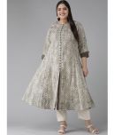 Yash Gallery Cotton Printed Front Slit Women's Kurti - Grey ( Pack of 1 )