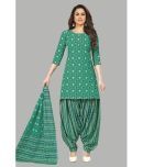 shree jeenmata collection Unstitched Cotton Printed Dress Material - Green ( Pack of 1 )