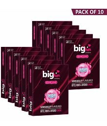 BIGFUN Dotted Condom Bubble Gum Flavor 3pcs Each Condom (Set of 10, 30 Sheets)