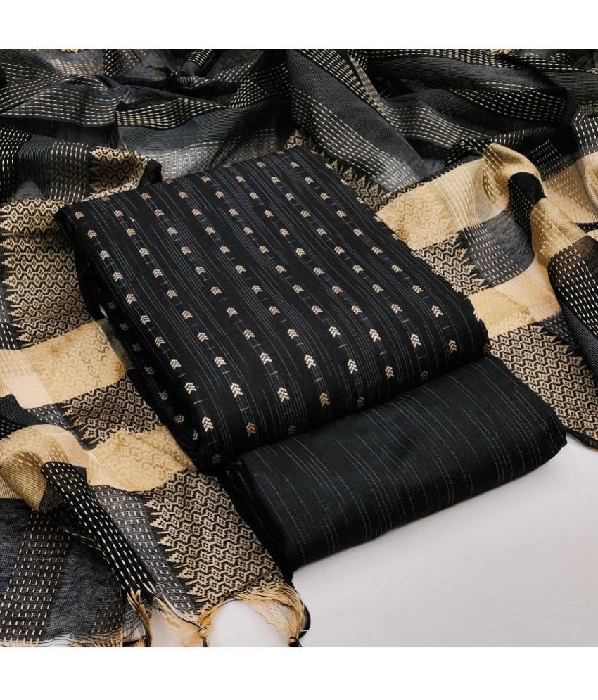     			Apnisha Unstitched Cotton Printed Dress Material - Black ( Pack of 1 )