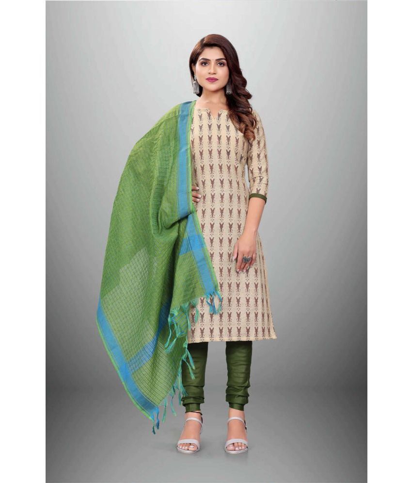     			Apnisha Unstitched Cotton Printed Dress Material - Green ( Pack of 1 )