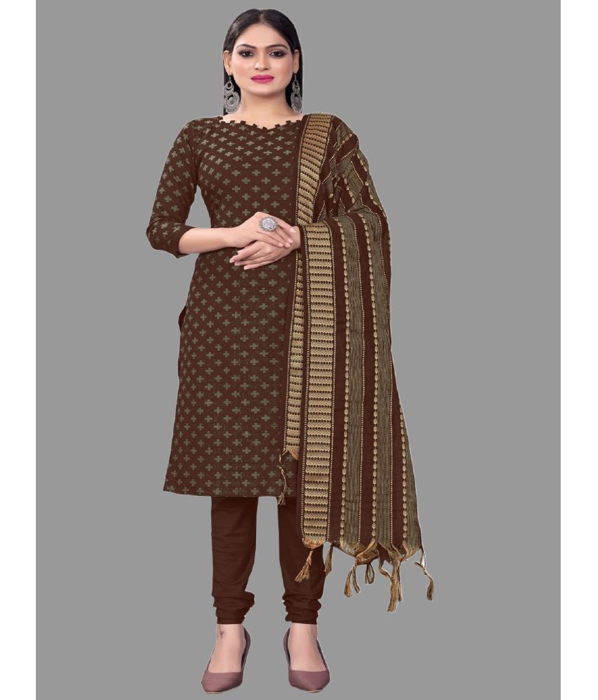     			Apnisha Unstitched Cotton Printed Dress Material - Coffee ( Pack of 1 )