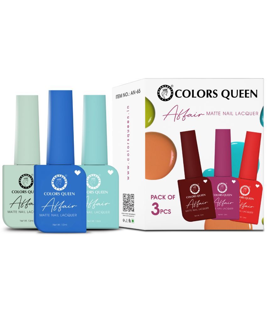     			Colors Queen Affair Nail Polish setof 3 (37 TameTeal 63 Coco Blue 64 Aquamarine)