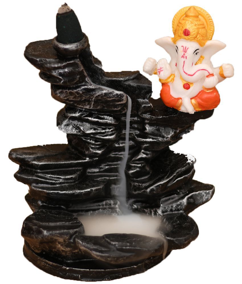     			Craftam Polyresin Large Ganesha Smoke Backflow Incense Cone Holder with 20 Scented Incenses