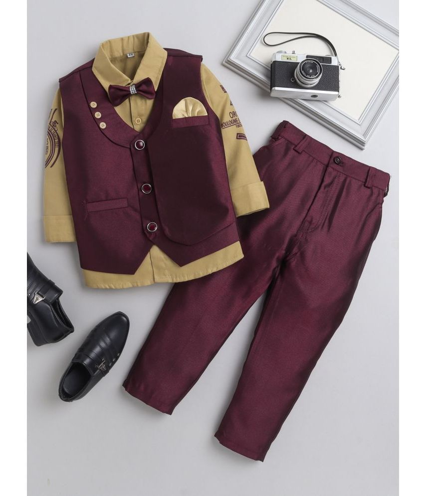     			DKGF Fashion - Wine Polyester Boys Shirt & Pants ( Pack of 1 )