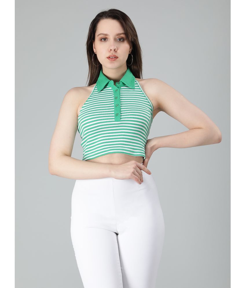     			DRAPE AND DAZZLE - Green Cotton Women's Crop Top ( Pack of 1 )