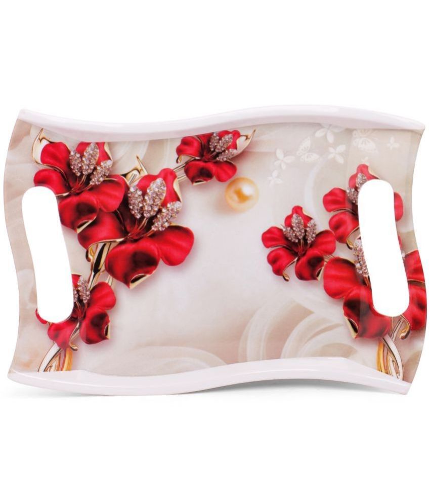     			HomePro - Rose Petals Design Tray Multicolor Serving Tray ( Set of 1 )