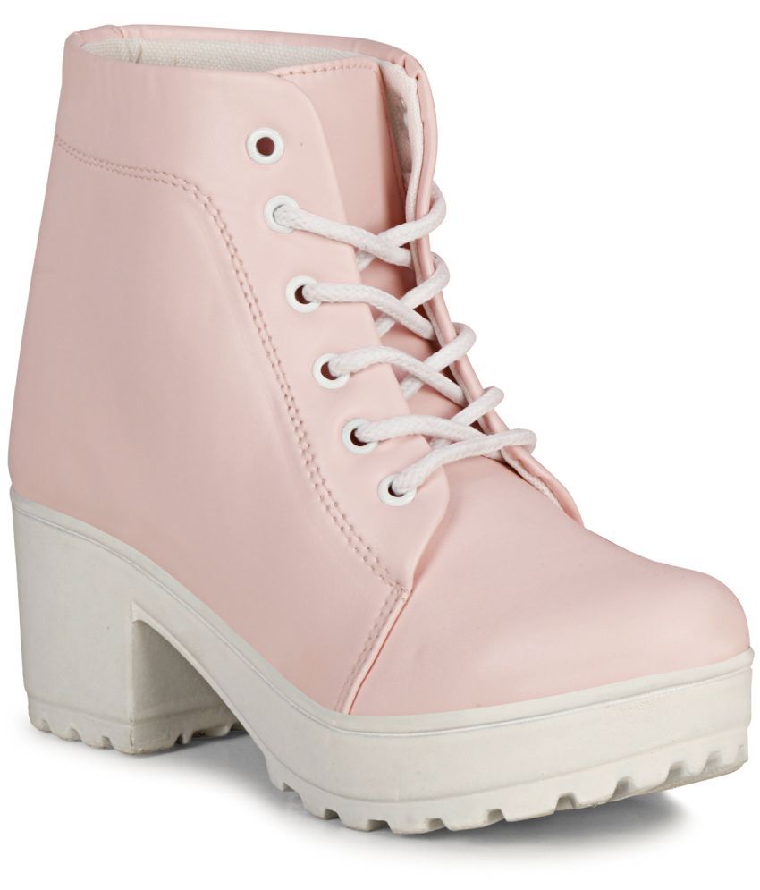     			Ishransh - Pink Women's Ankle Length Boots